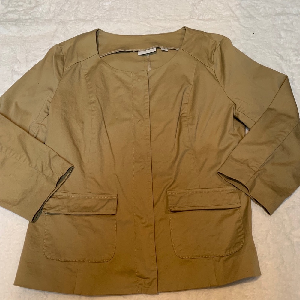 NY&C Women’s Khaki Jacket 3/4 Sleeve Sz M Snaps